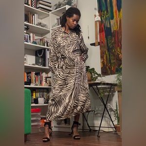 Brown/cream animal print Maxi dress or caftan from H&M, size 4